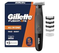 Gillette Fusion Hybrid Trimmer for Men - 3 Stubble Combs, Body Comb, Electric Beard Trimmer & Shaver for Face & Body, with One Blade Protective Cap, Waterproof Cordless Grooming Tool, UK 2 Pin Plug