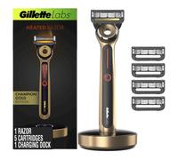 Gillette Labs Heated Razor Gold Edition - 1 Handle, 5 Blade Refills, 1 Charging Dock