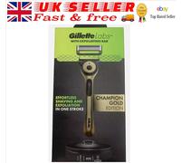 GILLETTE LABS MEN'S CHAMPION GOLD EDITION RAZOR WITH EXFOLIATING BAR & STAND