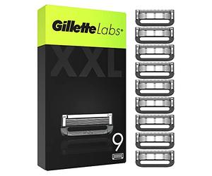 Gillette Labs Razor Blades Men, Pack of 9 Razor Blade Refills, Compatible with GilletteLabs with Exfoliating Bar and Heated Razor