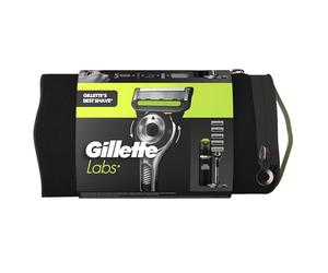 Gillette Labs with Cleaning Element UEFA Champions League Special Gold Edition, 1 Handpiece - 5 Replacement Blades, Includes 1 Shaving Gel 200 ml, 1 Magnetic Dock, 1 Bag