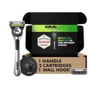Gillette Labs with Exfoliating Bar by Men's Razor Set, 1 Shower Hook, Handle, 2 Blade Refills, Silver and Black, Razors for Men, Mens