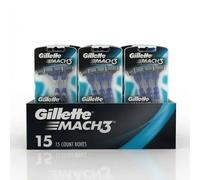 Gillette Mach3 Disposable Razors 15 Pack Triple Blade Men's Shaving Razors