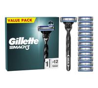 Gillette Mach3 Men's Razor + 12 Razor Blade Refills, 3 Blades for a Smooth Shave, Fits All Mach3 Handles