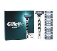 Gillette Mach3 Men's Razor + 12 Razor Blade Refills, Stronger Than Steel Blades, 3D Motion Handle, Enhanced Lubrastrip