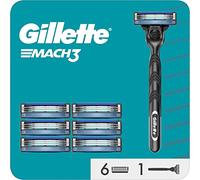 Gillette Mach3 Rasoir Pour Homme, Rasoir À 3 Lames, 1 Manche, 7 Recharges De Lames, Avec Manche En Acier Inoxydable