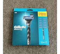Gillette Mach3 Razor 12 Cartridges Replacement + 1 Handle New 100% Genuine