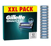 Gillette Mach3 Razor Blades Men, Pack of 12 Razor Blade Refills, Stronger Than Steel Blades, Enhanced Lubrastrip, XXL, Packaging May Vary