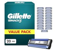 Gillette Mach3 Razor Blades Men, Pack of 20 Razor Blade Refills, Upgraded Lubrastrip for an Enhanced Glide