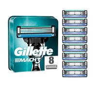 Gillette Mach3 Razor Blades Men, Pack of 8 Razor Blade Refills, Stronger Than Steel Blades, Enhanced Lubrastrip