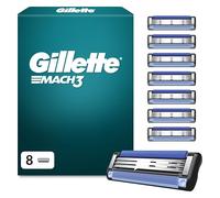 Gillette Mach3 Razor Blades Men, Pack of 8 Razor Blade Refills, Upgraded Lubrastrip for an Enhanced Glide