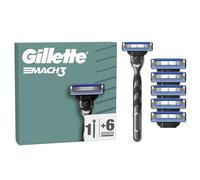Gillette Mach3 Razor For Men, 3-Bladed Razor, 1 Mach3 Razor, 5 Razor Blade Refills