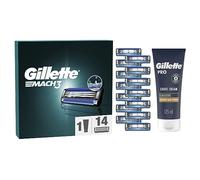 Gillette Mach3 Regime Set Men, Pack of 14 Razor Blade Refills with Precision Trimmer and Shaving Cream, Sensitive Skin Care