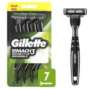 Gillette Mach3 Sensitive Razors for Men Mens Disposable Razors Pivoting Head for Close and Comfortable Shave 7 Count