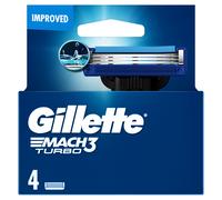 4pc Mens Gillette Mach3 Turbo Razor Blades - blades gillette turbo 4 mach3 pack cartridges razor genuine mens 100