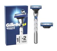 Gillette Mach3 Turbo Men's Shaver, 1 Handle, 2 Blade Refills, with Lubricating Strip for Smooth Gliding and New Blade Coating Designed to Reduce Skin Pressure