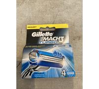 4pc Mens Gillette Mach3 Turbo Razor Blades - blades gillette turbo 4 mach3 pack cartridges razor genuine mens 100