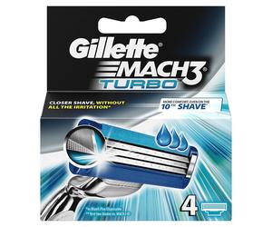 Gillette Mach3 Turbo Razor Blades - 4 Blades, SP1135, Genuine Men's Refills