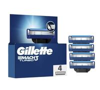 Gillette Mach3 Turbo Razor Blades Men, Pack of 4 Razor Blade Refills, Upgraded Lubrastrip for an Enhanced Glide