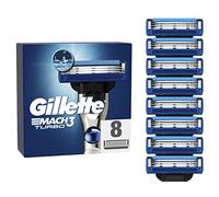 Gillette Mach3 Turbo Razor Blades Men, Pack of 8 Razor Blade Refills, Stronger Than Steel Blades, Enhanced Lubrastrip