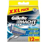 Gillette Mach3 Turbo Razor Blades XXL Pack of 12 - Triple Blade Refills for a Close & Comfortable Shave
