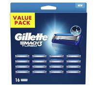 Gillette Mach3 Turbo Replacement Razor Blades for Men, 3 Blades, 16 Replacement Blades