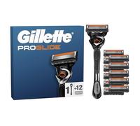 Gillette ProGlide Men’s Razor, 12 Blade Refills, 5 Anti-Friction Blades System, FlexBall Technology, Precision Trimmer, Long Lasting Close Shave, Enhanced Lubrastrip, Facial Hair Styling