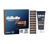 Gillette ProGlide Regime Set Men, Pack of 10 Razor Blade Refills with Precision Trimmer and Shaving Cream, Sensitive Skin Care