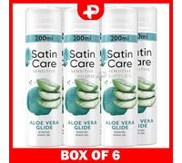 Gillette Satin Care Aloe Vera Glide Women's Body Shaving Gel 200ml Pack of 6