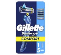 Gillette Sensor 3+ Comfort Men’s Refillable Razor with Ergonomic Handle + 5 Blade Refills with 40-Degree Pivot Heads & 3 Skin-Sensitive Blades