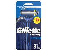 Gillette Sensor3 Comfort, Disposable Shaving Razors for Men with Lubrastrip, 8 Pack