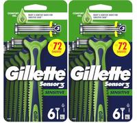 Gillette Sensor3 Sensitive, Disposable Shaving Razors for Men, Men’s Razors with Lubrastrip and a Touch of Aloe Vera, -12 Pack
