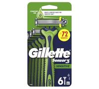 Gillette Sensor3 Sensitive, Disposable Shaving Razors for Men, Men’s Razors with Lubrastrip and a Touch of Aloe Vera, -6 Pack