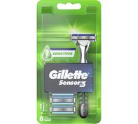 Gillette Sensor3 Sensitive Men's Shaving Razor With 6 Replacement Cartridges