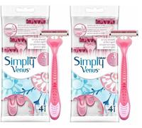 Gillette Simply Venus 3 Razors with 3 Blades, Count 4 - Pack of 2