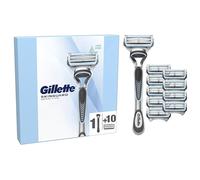 SkinGuard Sensitive Men's Razor, Shaving Razor for Men with Skin Irritation, 1 Handle, 10 Blade Refills