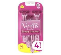 Gillette Venus Comfort Smooth Women's Disposable Razor, Pack of 4 | 3 thin blades for a simple shave, soft grip handle