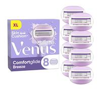 Gillette ComfortGlide Breeze Razor Blades Women, Pack of 8 Razor Blade Refills, Lubrastrip with A Touch of Botanical Oils, 2 Flexible Gel Bars For A Comfortable Shave