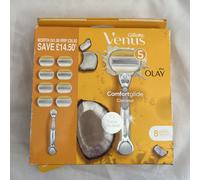 Gillette Venus ComfortGlide Women's Razor, 1 Handle & 8 Blade Refills - 5-Blade System, Smooth Close Shave, Olay Moisture Bars, Coconut Scented