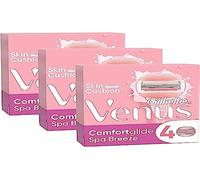 Gillette Venus Comfortglide Spa Breeze 12 Blades Refills (3x4), for Women, 3 Blades
