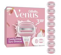 Gillette Venus ComfortGlide Spa Breeze Razor Blades Women, Pack of 8 Razor Blade Refills, Lubrastrip with A Touch of Botanical Oils, 2 Flexible Gel Bars For A Comfortable Shave