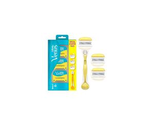Gillette Venus ComfortGlide with Olay 2-in-1 Razor for Women + 3 Refill Blades, Shaving Gel Bars Starter Kit