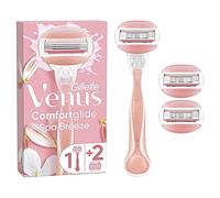 Gillette Venus ComfortGlide Women’s Razor Spa Breeze, 1 Refill Razor Cartridges, Reusable Metal Handle and Shower Holder