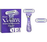 Gillette Venus Deluxe Smooth Swirl Razor, 1 Handle, 2 Blades Refills, 5 Blades, Gentle Shaving