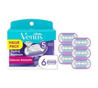 Gillette Venus Deluxe Smooth Swirl Womens Razor Blade Refills, 6 Count, Moisture Ribbon to Protect Against Irritation