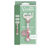 Gillette Venus Extra Smooth Sensitive Rose Gold Razor for Women with Metal Handle + 3 Extra Blades, with 5 Blades