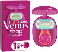 Gillette Venus Extra Smooth Snap Women's Razor + 1 Razor Blade Refills, Mini Handle, Lubrastrip with A Touch of Avocado Oils