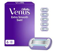 Gillette Venus Extra Smooth Swirl Women’s Razor Blade Refills, Pack of 6, 5 Durable Blades, Long Lasting Smooth Shave, SkinCushion Lubrication Strip