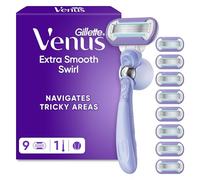 Gillette Venus Extra Smooth Swirl Women's Razor, 1 Handle, 9 Blade Refills | 5-Blade System, FlexiBall Technology to Prevent Nicks and Cuts, Up to 30 Days of Smooth Shave Per Refill