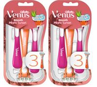 Gillette Venus Miami Sunset Smooth Sensitive Disposable Women's Razor With Aloe x3 (Pack of 2)
